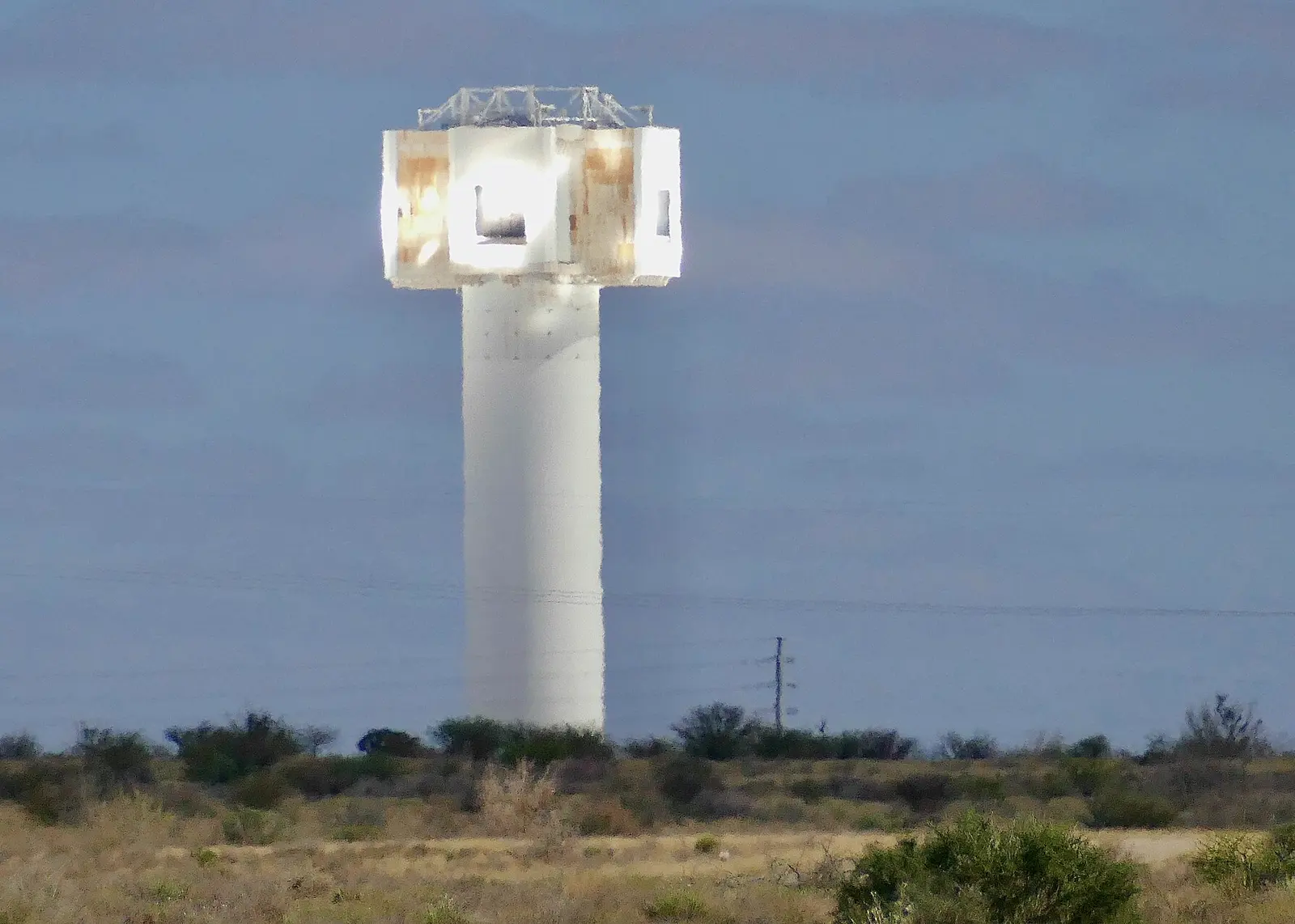 The central receiver tower of the Khi Solar One concentrated solar power plant near Upington, Northern Cape.